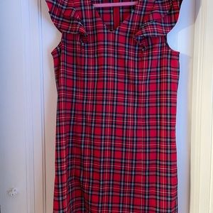 Draper James Size 14 Tartan Ruffle Sleeveless Dress